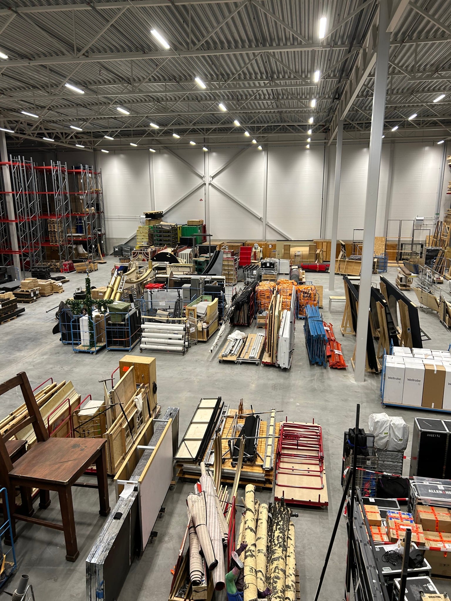 Stage equipment in storage at MTAB LIVE warehouse Södertälje